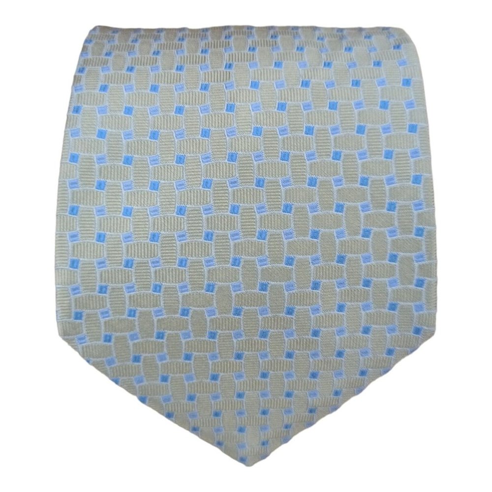 BROOKS BROTHERS 346 Beige Geometric Silk Tie USA 58"/ 3.3" EC